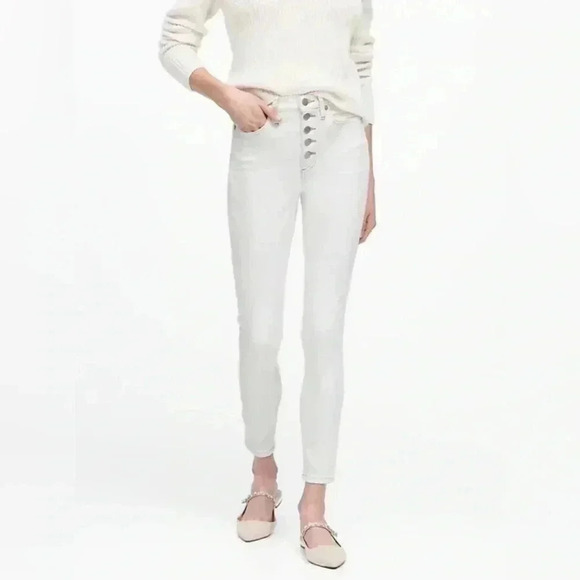 Banana Republic High Rise Skinny Jeans Premium Denim Button Fly White Size 26 - Picture 1 of 13
